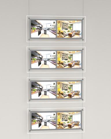 LED Acryl Postertaschen Querformat mit 2xDIN A4 - komplettes Kit
