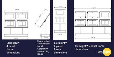 FREISTEHENDES LED-DISPLAY CLARALIGHT mit 2, 4 oder 6x DIN A3 LED Postertaschen